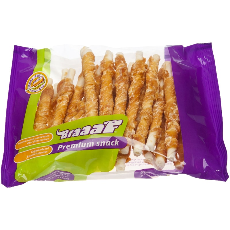 Braaaf Rawhide Roll Sticks Chicken - 30 pcs