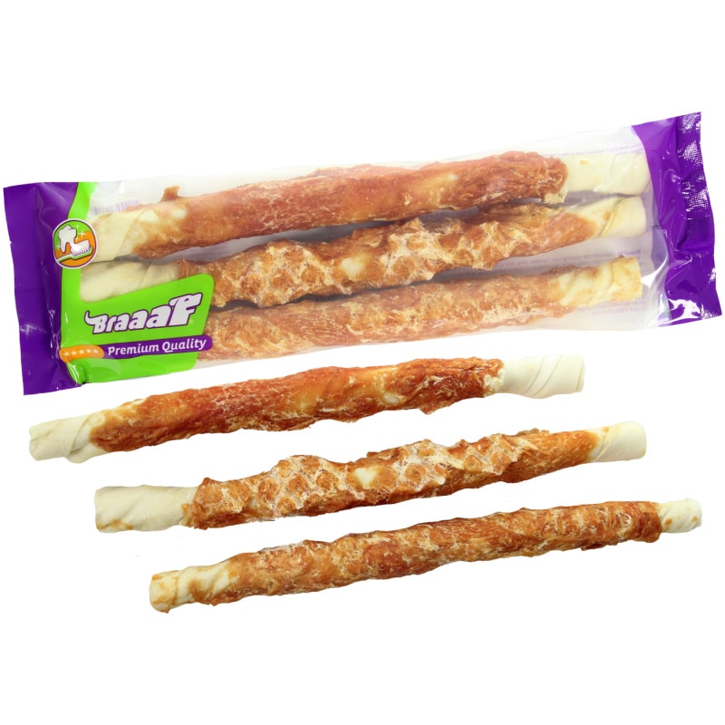 Braaaf Rawhide Twister Chicken (3 pcs) - 25 cm
